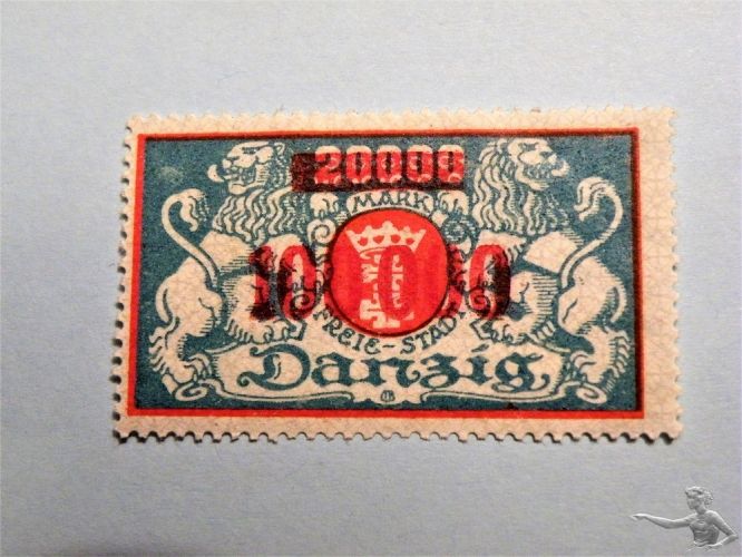 Briefmarke 100.000 auf 20.000 Mark Freimarke Danzig 1923